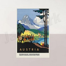 오스트리아 스키 휴가 비엔나 티롤 빈티지 포스터 아트 여행 벽 예술, 03 70X105cm No frame, 7. 3, 1개