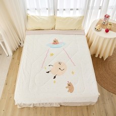 伯尼寢具 咻咻熊聯名 冰玉涼感紗涼被, 飛碟熊泥