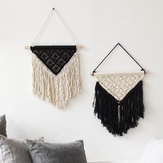 투톤 월행잉 마크라메 월데코 벽장식 천정 소품샵 창가 데코소품, 삼각 블랙