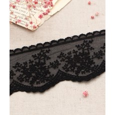 퀼트스타 [90cm] 안개꽃 스캘럽 오간자 자수레이스_블랙 175, 1개, 블랙
