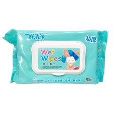 好清淨 濕紙巾 純水99.9 無酒精 有蓋 加厚 嬰兒 幼兒【熊好康】, 430g, 12個, 80張
