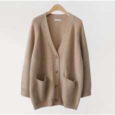 Zenith 女式 V 領寬鬆日常裝基本款口袋長袖針織開衫 Louver Rouge CD