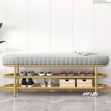 換鞋凳 穿鞋椅 北歐輕奢換鞋凳 家用門口可坐穿鞋凳 一體鞋架軟包坐墊, 【三防科技布】粉色+雙層置物,坐墊100cm長