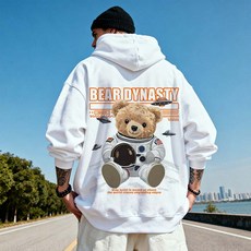 SMALELCC 남자 후드맨투맨 루즈핏 프린팅 기모 후드티 셔츠