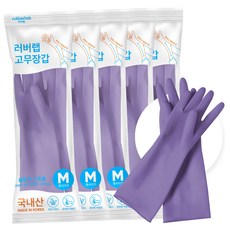 러버랩 팔목 고무장갑, 크림퍼플, 중(M), 5개