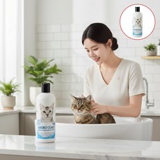 포비스 고양이 샴푸 단모용 300ml 반려묘 펫 전용 목욕 용품, 1개