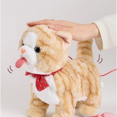 움직이는 그루밍 고양이 인형 쓰다듬으면 낼름 야용 리얼캣 작동동물인형, 1개, 27cm
