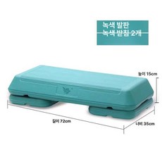 스텝 운동 계단 대형 점프 홈트 점매트 헬스 발판, 72cm 그린 (그린 받침대 2개 포함)
