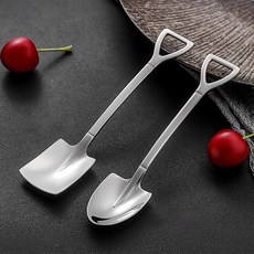 삽모양 티스푼 2개 커피 디저트 홈카페 과일 요거트 양념 조미료 미니 숟가락, 1세트