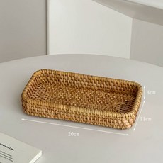 티 박스 차 칸막이 바구니 상자 수납 소품 커피 홈카페 보관함, 1개, M. 소형 등나무 접시