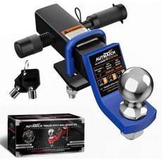 오토매치 트레일러 히치 볼 마운트2인치 포함 - 2인치 수신구에 적합 타이트너 8000파운드 용량 드롭 5/8인치 잠금핀 블루 & 블랙, 2" 볼 & 2" 드롭 트레일러 히치 볼 마운트, 파랑 & 검정, 1개