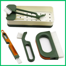 M1 올인원 욕실청소 브러쉬 세트 5종 주방과 욕실을 한 번에 수납 컨테이너 포함, 1세트, 그린