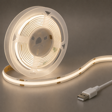 잘라쓰는 USB COB LED 스트립 밝기조절 줄조명 5M, 주백색, 1개