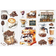 [ 940028 ] HICOHAND 공예용 문지르기 빈티지 커피 테마 트랜스퍼 스티커 데칼 가구 방수 카페 주방 벽 다이닝 룸 데코 바