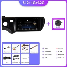 토요타 아쿠아 프리우스 C 2011 FISHBERG 2Din 안드로이드 라디오 스테레오 멀티미디어 플레이어 네비게이, 13 812 1G 32G LHD