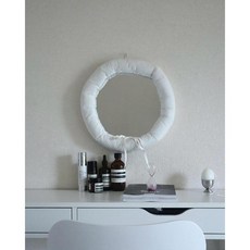 폭신한 패딩 쿠션 걸이형 거울 포토존 주수사진 촬영 소품, 화이트 직경 25 cm