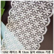 DKLACE-1262 / 자가드 스판 레이스 폭 13cm 3 color, 5개, 화이트