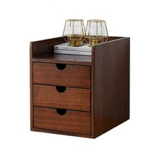 소형 원목 서랍장 빈티지 박스 수납장 미니 우드 엔틱, 004B 커피색 3단