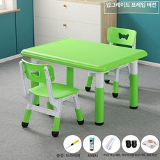 올원픽 저학년책상 신학기 책상 바른자세 의자 저학년, 애플그린 책상 1개 의자 2개