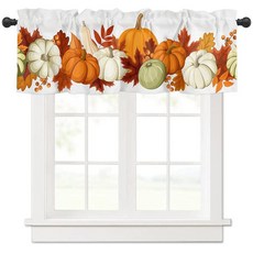 VCFUN Valance 커튼 봉 포켓 137.2 x 45.7cm(54 18인치) 가을 수확 호박 짧은 커튼 주방 카페 침실 거실 창문용 단열 싱글 패널 장식 밸런스 창문