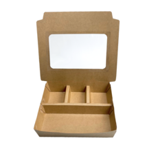 盒作社 開窗上下402牛皮餐盒 1箱500組 外帶餐盒/一次性餐盒/免洗餐具/健康餐/牛皮紙餐盒/打包盒/便當盒, 1箱, 開窗上下402牛皮餐盒(1箱500入), 500個裝