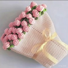 抹茶玫瑰花束毯子 手工diy編織毛綫材料包 鈴蘭花束送女友禮物, 深灰+金黃,工具+教程, 1個