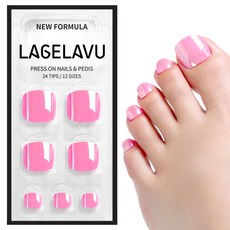 Lagelavu 라젤라부 패디팁 미러 코팅으로 반짝반짝 빛나는 패디큐어 붙이는 발톱, 28.빛나는 네온핑크, 1개