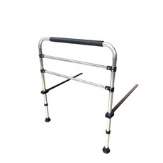 台灣製造 床邊起身扶手 床邊護欄 高度可調 安全防護, 鋁製銀, 1個