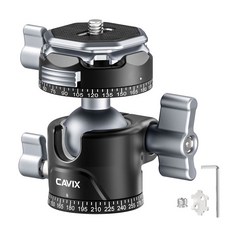 CAVIX H-46F 레버 삼각대 헤드 저중력 금속 볼 헤드 카메라 0.6cm(1/4인치) 아르카 스위스 퀵 릴리즈 플레이트가 있는 파노라마 삼각대 모노포드 DSLR 카메라, Ball Dia. 28mm