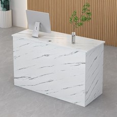 카운터 계산대 인포데스크 데스크 우드 원목 안내데스크 접수대 접수 테이블, 화이트 스톤 컬러