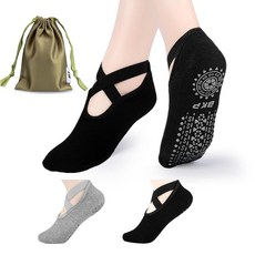 [ 891436 ] BKP 여성용 요가 양말 미끄럼 방지 그립 필라테스 발레 플라스틱 댄스 가정 훈련용 2쌍(1블랙 & 1그레이), [ 891436 ] BKP 여성용 요가 양말, 미끄럼, 1개