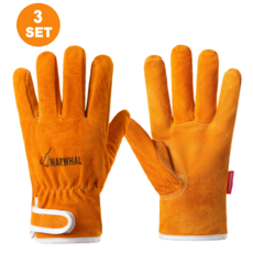 나르웨일 가시장갑 가시나무 찔림방지 용접 작업 장갑, 3세트, 황색 - 프리미엄