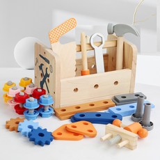 兒童木製維修工具箱 益智螺絲螺母拆裝玩具, hx - 兒 童 - 螺 母 工具籃 - 1.02kg, 1套