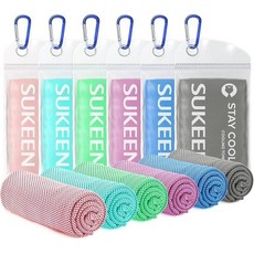 Sukeen 4팩 쿨링 타월 (101.6cm x 30.5cm(40 x 12인치)) 빠른 건조 쿨링 넥 랩 목과 얼굴을 위한 부드럽고 통기성이 좋은 쿨링 타월 스포츠 캠핑, 마카롱 핑크/라벤더/민트 그린/마카롱 블루/다크 그레이