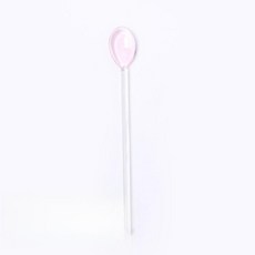 내열유리 요거트 스푼 커피 교반 디저트 계량스푼 투명, 1개, 핑크