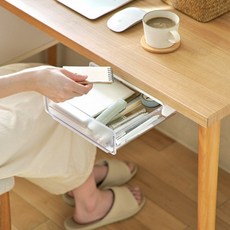 가정 사무실 매장 업소 책상 테이블 슬라이딩 서랍함 정리 보관 수납 용품 인테리어 소품 무타공 부착식, 화이트, 화이트_대