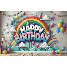 태쓰 생일 파티 현수막 남아 여아 엄마 아빠 생일 배너 3, 하늘풍선