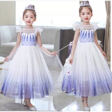 台灣現貨 女童艾莎公主裙 短袖網紗連衣裙 中小童冰雪奇緣愛莎公主小洋裝 白色禮服 女孩生日萬聖節造型服飾