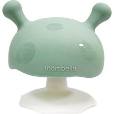 mombella固齒器 Q比小蘑菇/章魚/松鼠/抱抱猴/卷卷蝸牛，多款造型，安全矽膠材質，舒緩長牙不適，附防掉帶, 蘑菇鋼鐵綠, 1個
