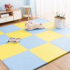 국민매트 매트시공 거실 칼라 놀이방 바닥, N. 라이트 블루+옐로우테두리