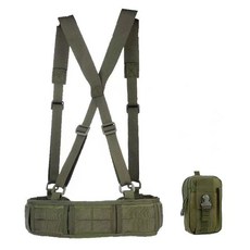 戶外多功能戰術腰帶戰術腰封套裝 尼龍眼鏡蛇扣工作腰帶 多功能全套腰封, 軍綠腰封背帶款+包, 1個