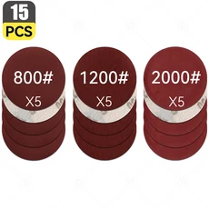 물사포 샌드 페이퍼 샌딩 디스크 자동차 헤드 라이트 복원 후크 루프 접착 샌딩페이퍼 사포 샌더 폴리셔 백킹 패드, 3 inch, 15PCS 800-1200-2000