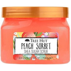 Tree Hut Sweet Punkin 시어 슈가 스크럽 각질 제거 수분 공급 및 모이스처라이징 바디 버터 영양 에센셜 오일 피부를 매끄럽고 부드럽게 함 가을 한정판 향, Peach Sorbet, 510g