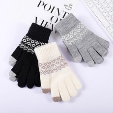 다잇템 여자 스웨터 겨울템 패턴 안기모 사선 장갑