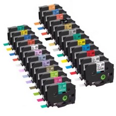 브라더 라벨 프린터기 테이프 호환 다양한 색상 옵션 참조 PT-P300BT P710BT D600 D610BT D200 D200LB, 12미리, 형광연두 검정글씨