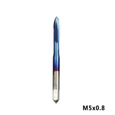 XCAN 1pc M2 M6 나노 블루 코팅 나사 탭 고속 강철 스트레이트 생크 드릴, 2pcs, M5x0.8