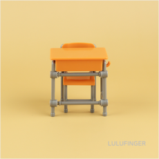 [룰루핑거] 미니어쳐 학교 책상 세트 갈색 4.9x3.2x5.1cm (1세트) 1O-02-108