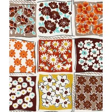 퀼트스타 수입원단 면 레트로 일본 수입 패브릭 퀼트 퀼팅 천 아플리케 바느질 74428, 1개, 오렌지x브라운