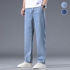 wassup 남자청바지 여름 얇은 슬랙스 일자청바지 텐셀 쿨링 진