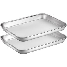 베이킹 시트 2개 세트 HKJ 셰프 쿠키 스테인리스 스틸 팬 토스터 오븐 트레이 직사각형 9L x 7W 1H 인치 독성이 없고 하며 쉬운 청소, 16inch